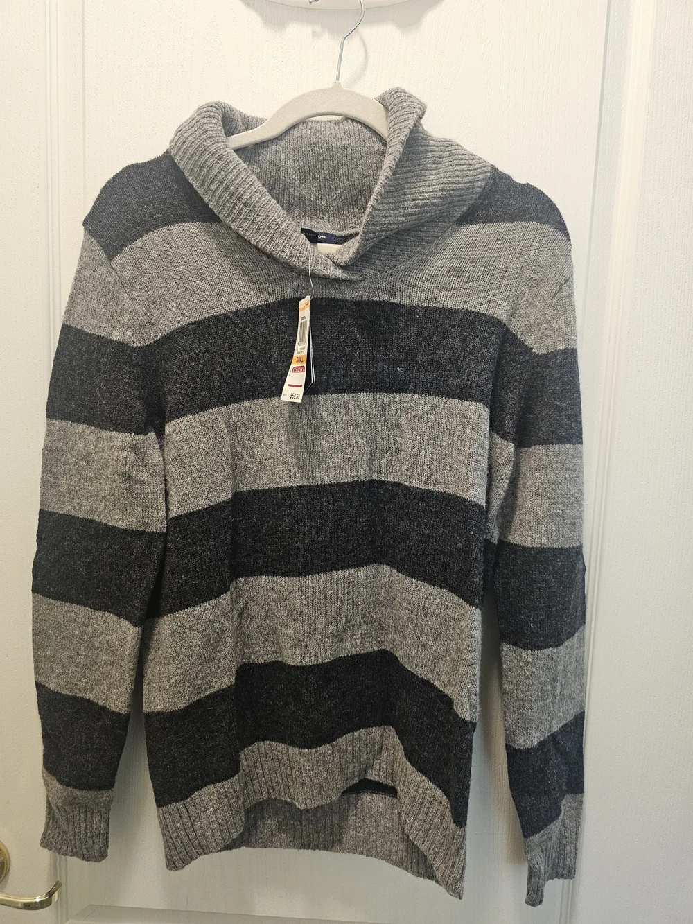 Club Room Men's Gray & Charcoal Striped Turtleneck Sweater